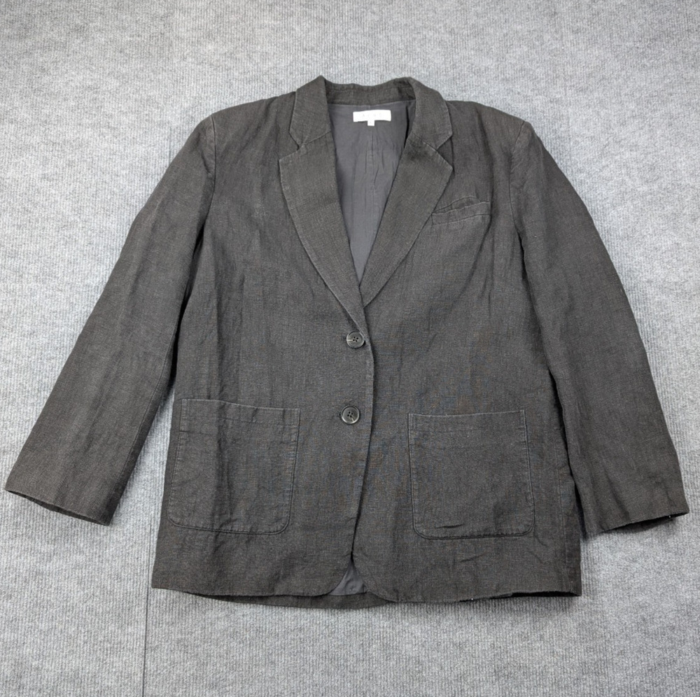 Aere Linen Blazer Womens 12 Natural Fiber Career Quiet Luxury Timeless Staple